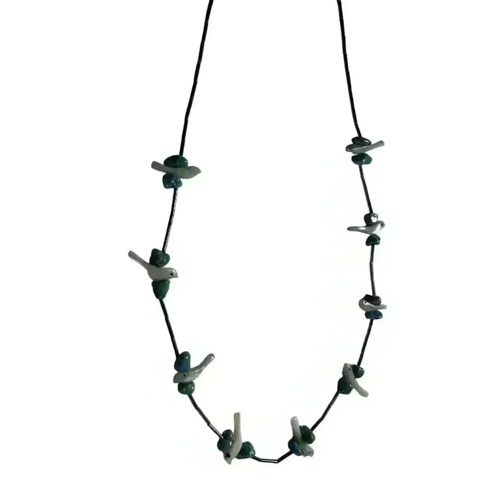 1970s South-West Style Liquid Silver & Mother-of-Pearl Turquoise Necklace